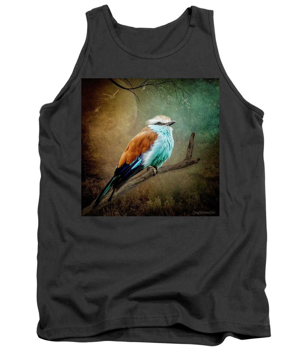 Bird Tank Top featuring the digital art A Pause in Time by Maggy Pease