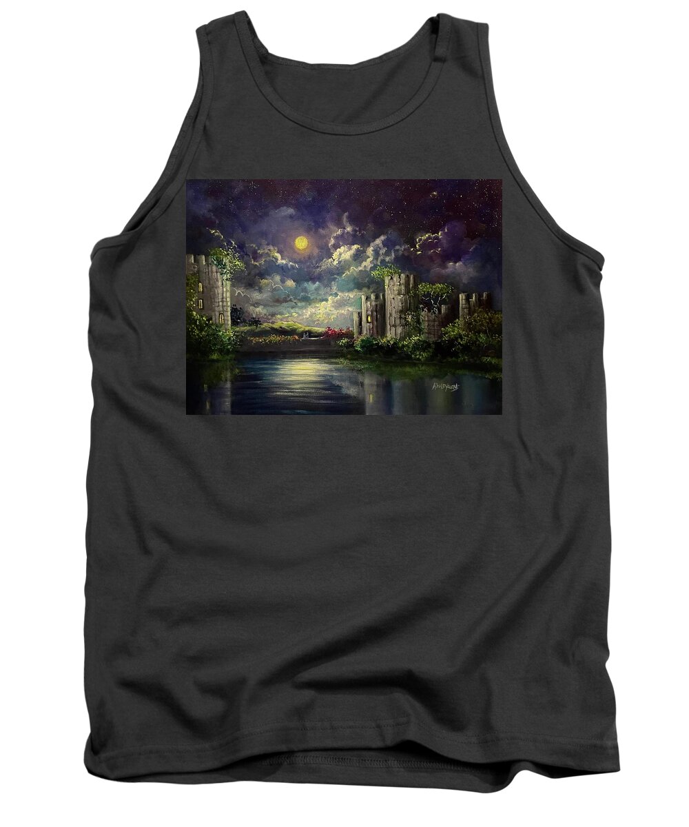 Moonlight Tank Top featuring the painting A Proposal. Moonlit Night. by Rand Burns