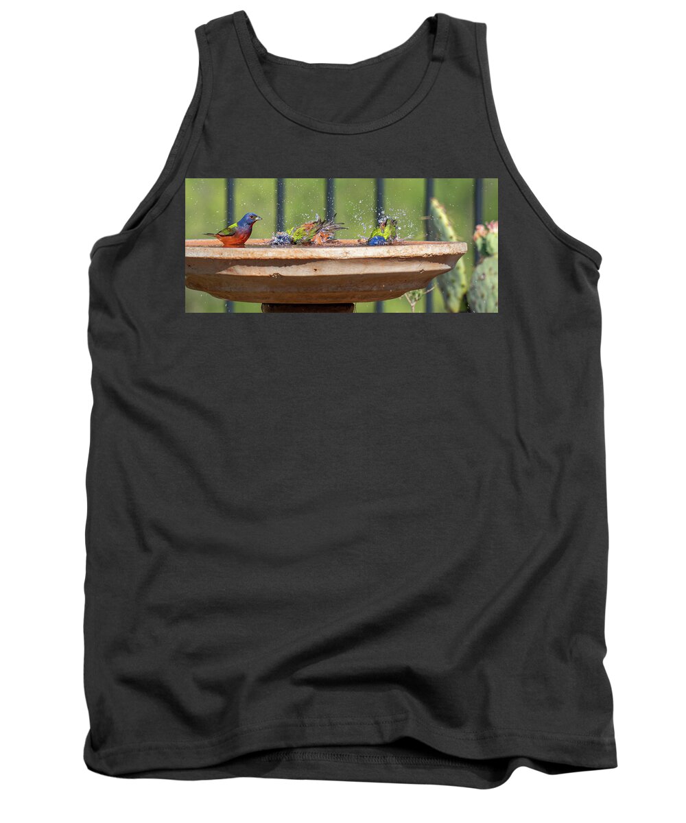 Paintedbunting Tank Top featuring the digital art A SPLASH of Color by Steve Templetoon