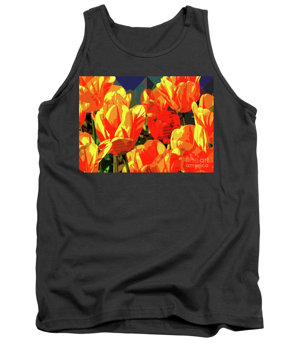 Tulips Tank Top featuring the digital art A Splash of Tulips by Mimulux Patricia No