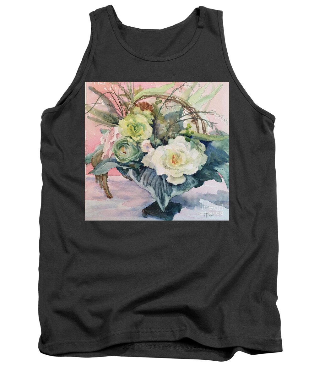 Flowers Tank Top featuring the painting A Tisket, A Tasket by Elizabeth Carr