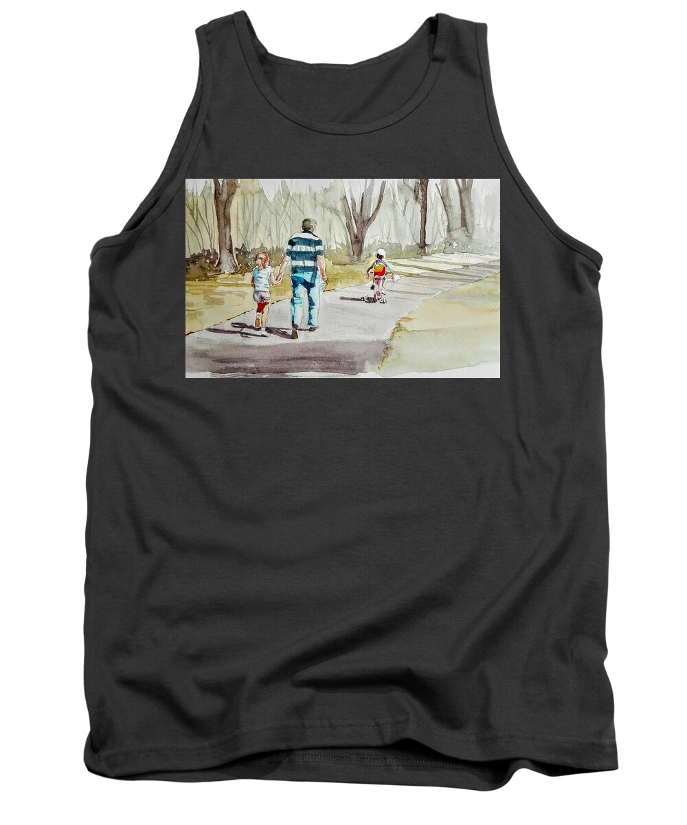 People Tank Top featuring the painting A Walk in the Park by Sandie Croft