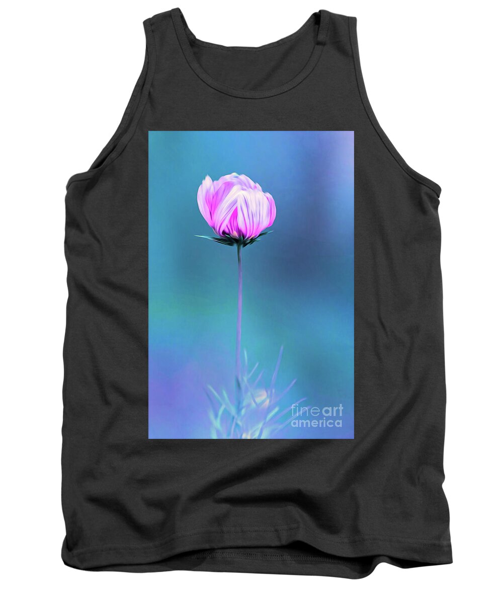Cosmos Tank Top featuring the photograph Abstract Cosmos Bloom About To Open by Anita Pollak