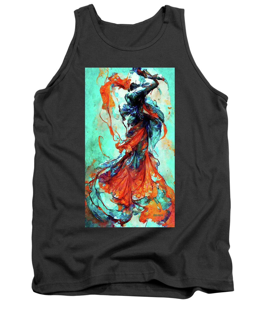 Flamenco Dancer Tank Top featuring the painting Abstract Flamenco Dancer 1 by Greg Collins