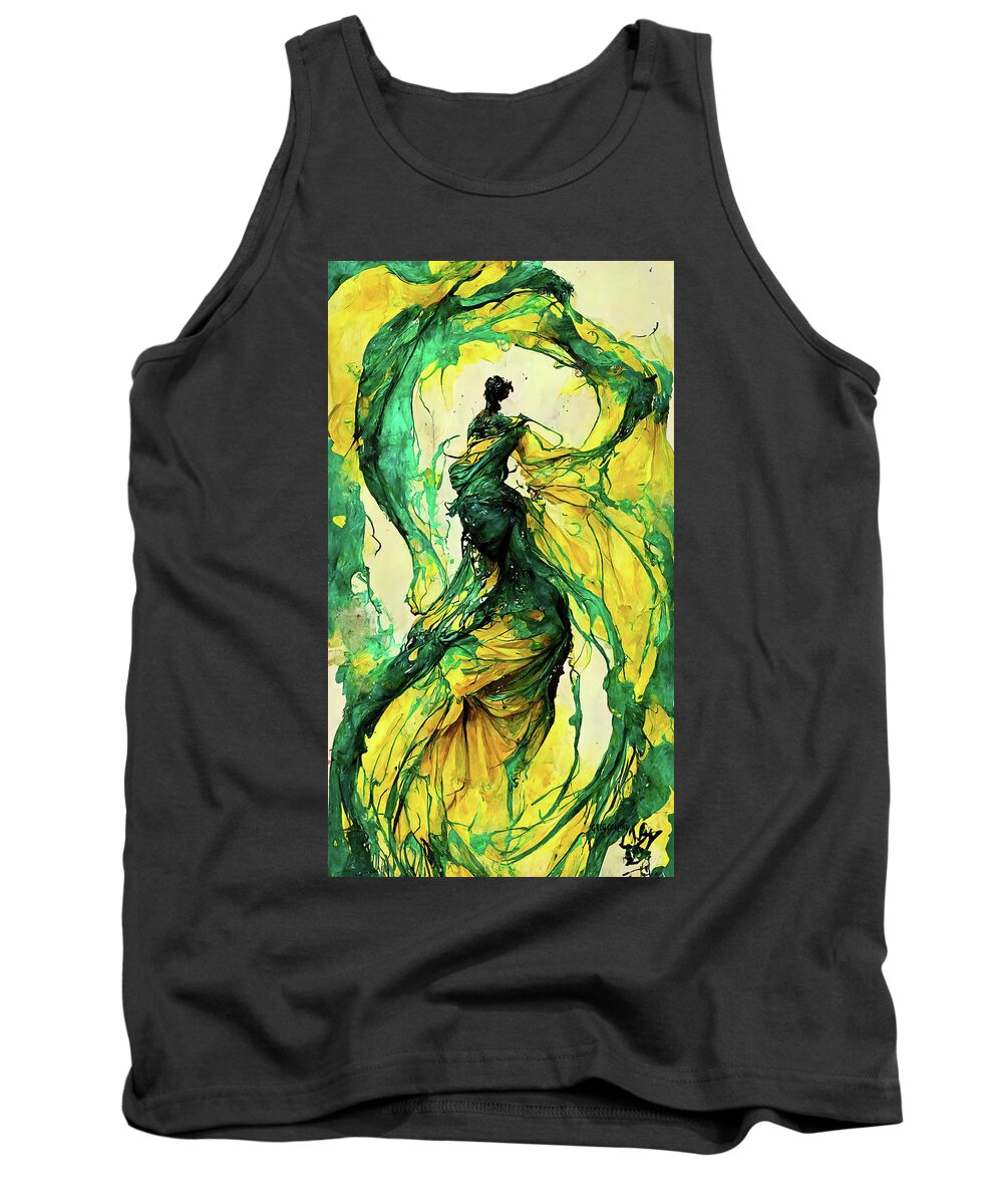 Flamenco Dancer Tank Top featuring the painting Abstract Flamenco Dancer 4 by Greg Collins