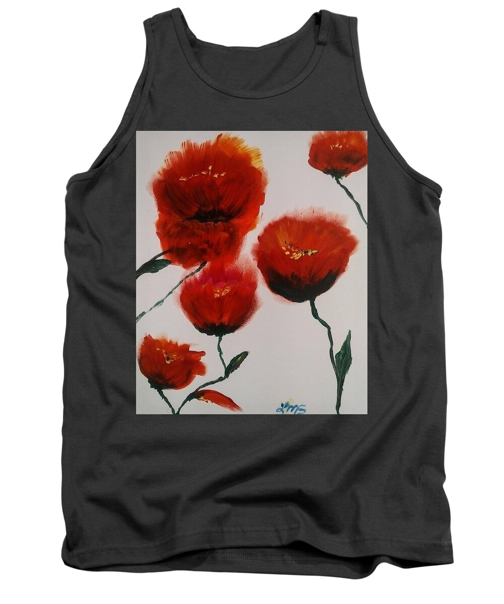 Poppy Tank Top featuring the painting Abstract Flowers by Lynne McQueen