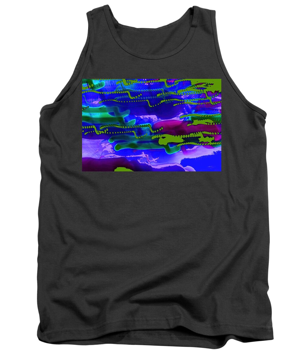 Blue Tank Top featuring the digital art Activity Below the Waves by T Oliver