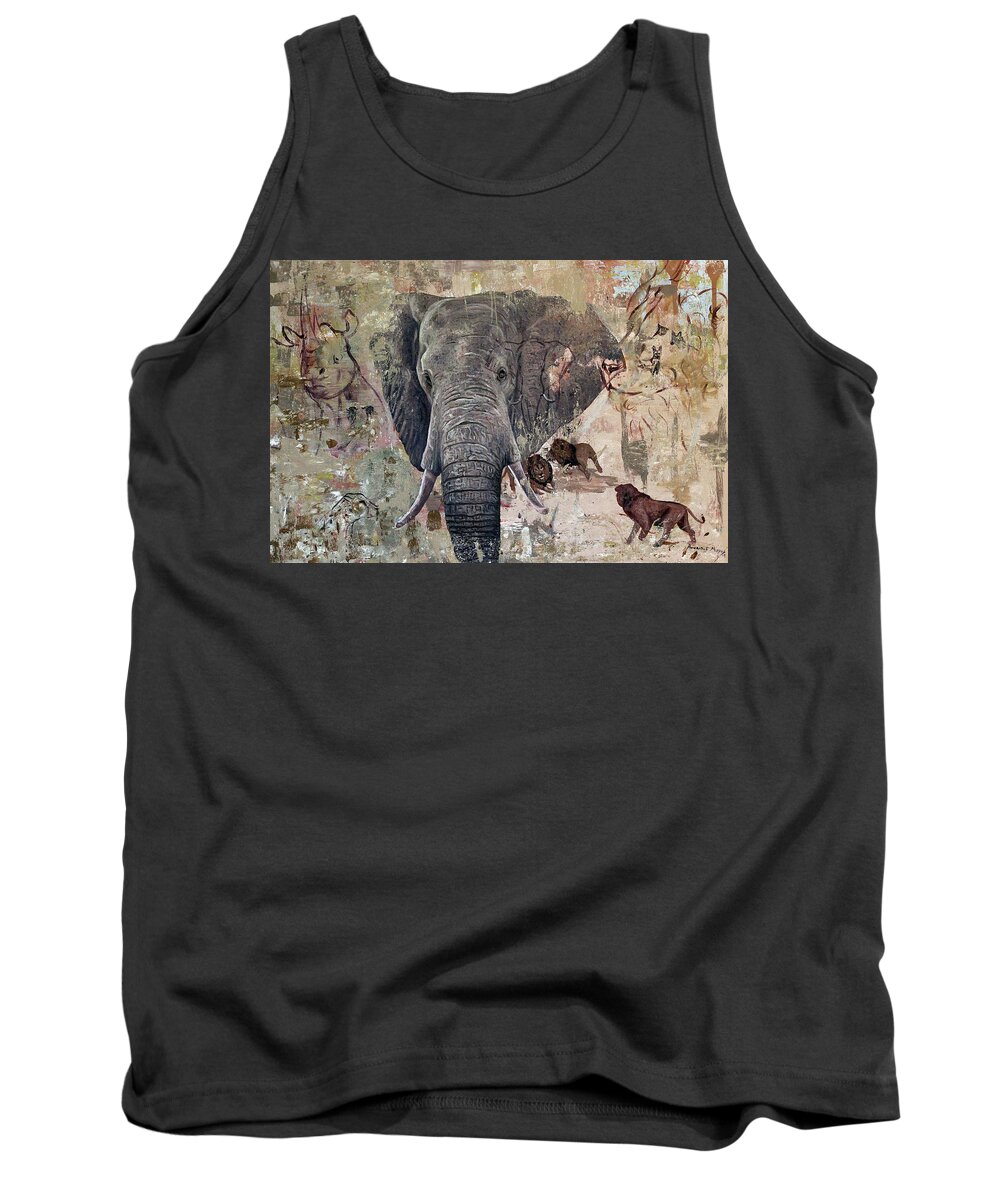  Tank Top featuring the painting African Bull by Ronnie Moyo