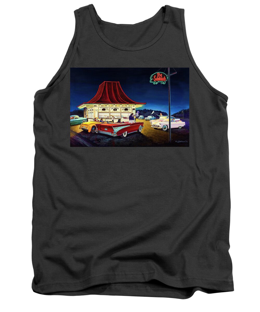 Fifties Tank Top featuring the painting After the Game by Randy Welborn