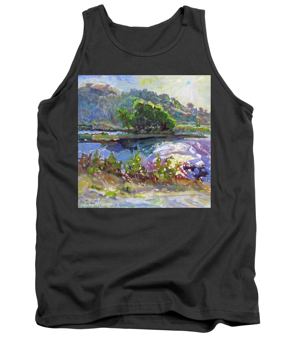 Jenner Tank Top featuring the painting Afternoon Light, Russian River by John McCormick