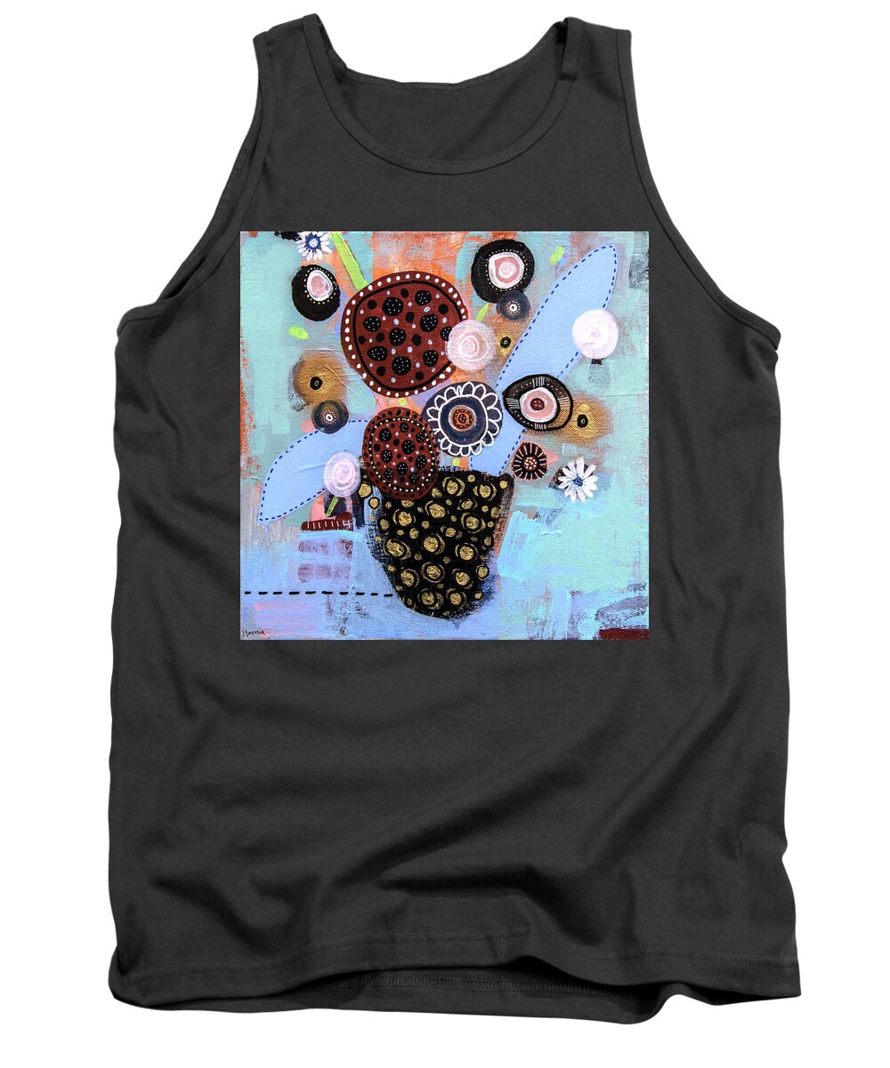Floral Tank Top featuring the painting All The Single Lady Bugs by Jacquie Gouveia