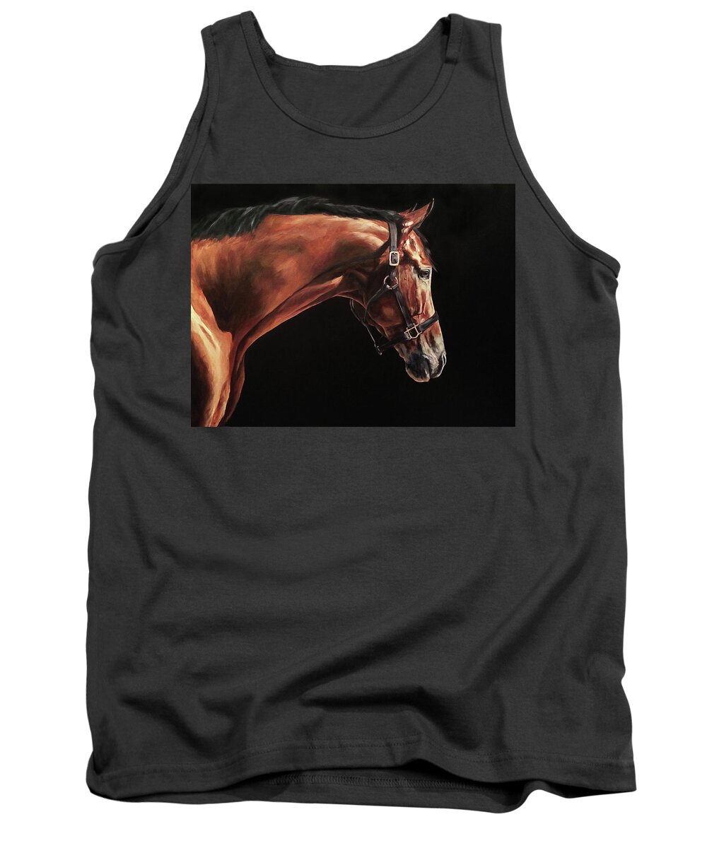 Horse Tank Top featuring the painting Andre by Joan Frimberger