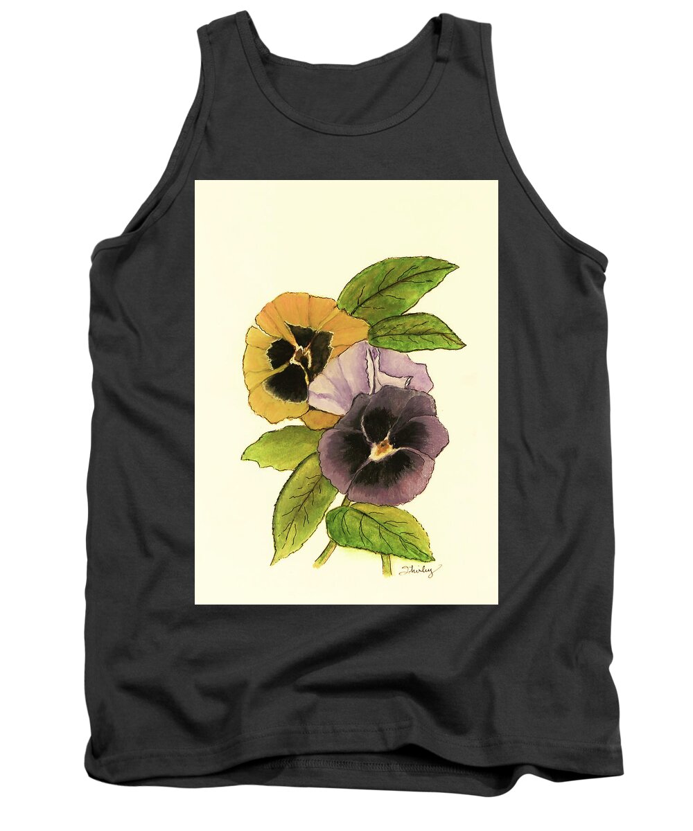 Pansy Tank Top featuring the painting Antique Pansies by Shirley Dutchkowski