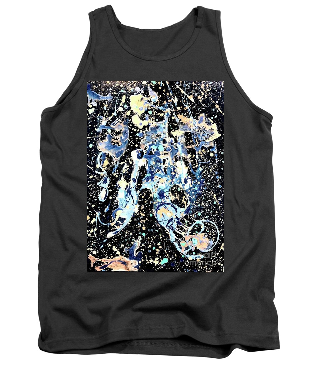 Abstract Tank Top featuring the painting Aquatic Journey by Jacqui Hawk