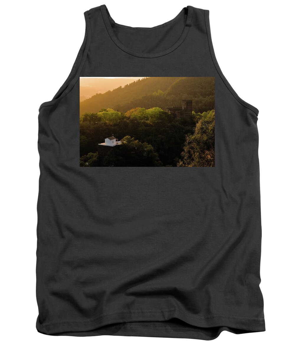 Lousa Tank Top featuring the photograph Arouce Castle at sunset in Lousa by Angelo DeVal