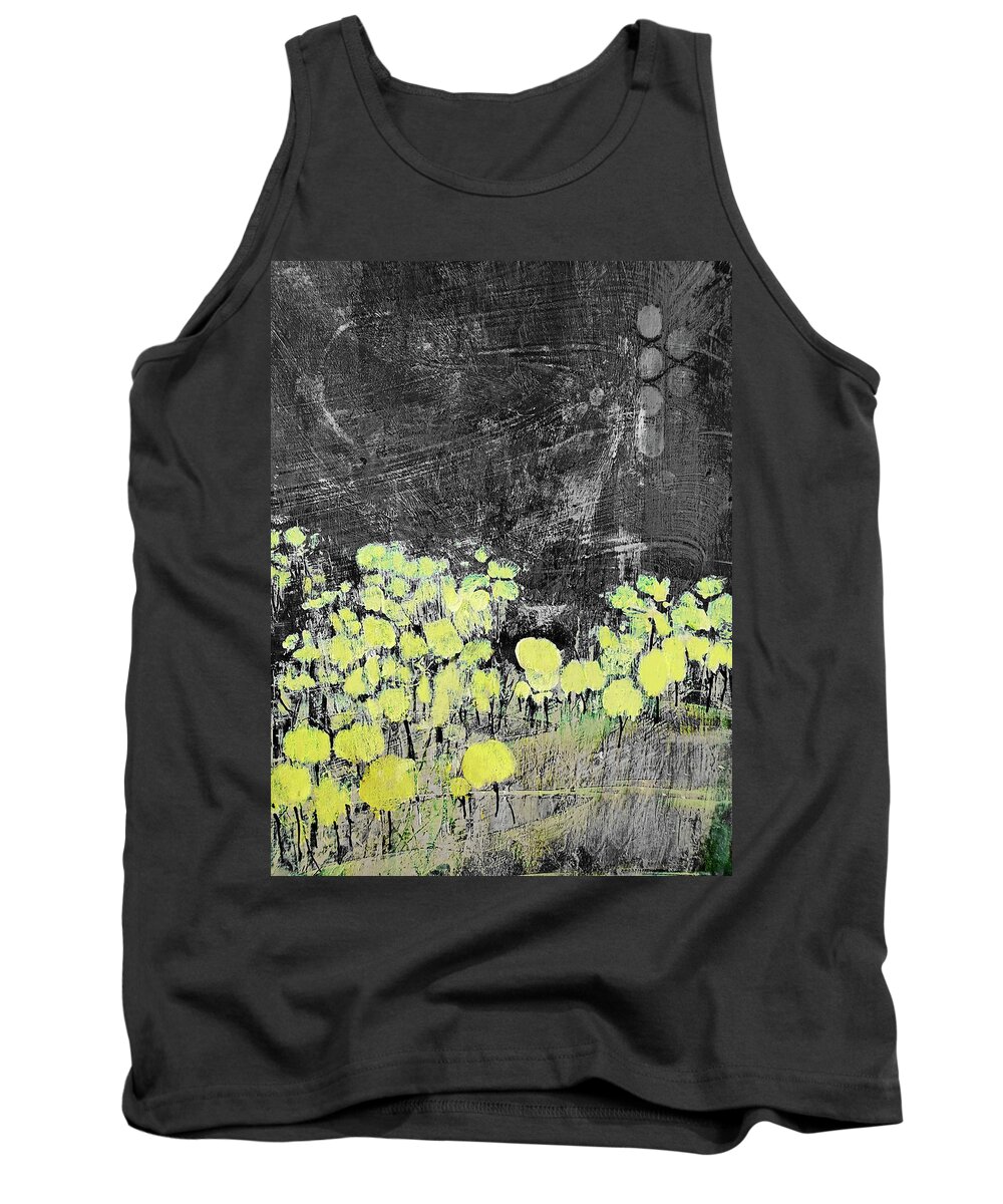 Abstract Tank Top featuring the mixed media Aspen Grove at Night by Sharon Williams Eng