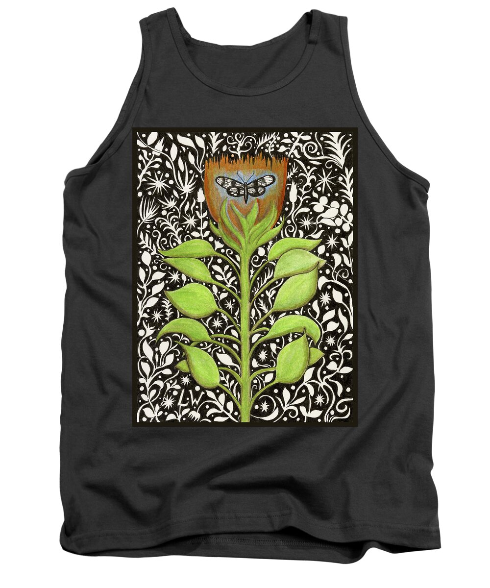 Tulip Tank Top featuring the drawing Attracted to Warmth by Lise Winne