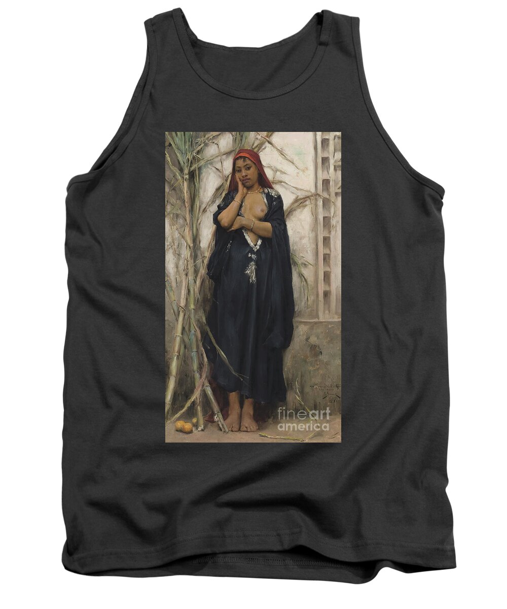 Woman Tank Top featuring the painting Au Jardin, 1881 by Julius Leblanc Stewart by Julius Leblanc Stewart