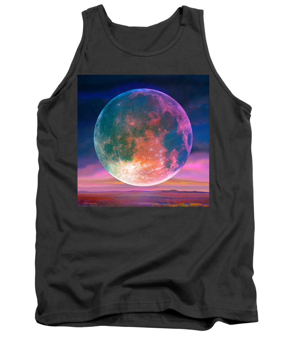 August Moon Tank Top featuring the digital art Augustine Moon by Robin Moline
