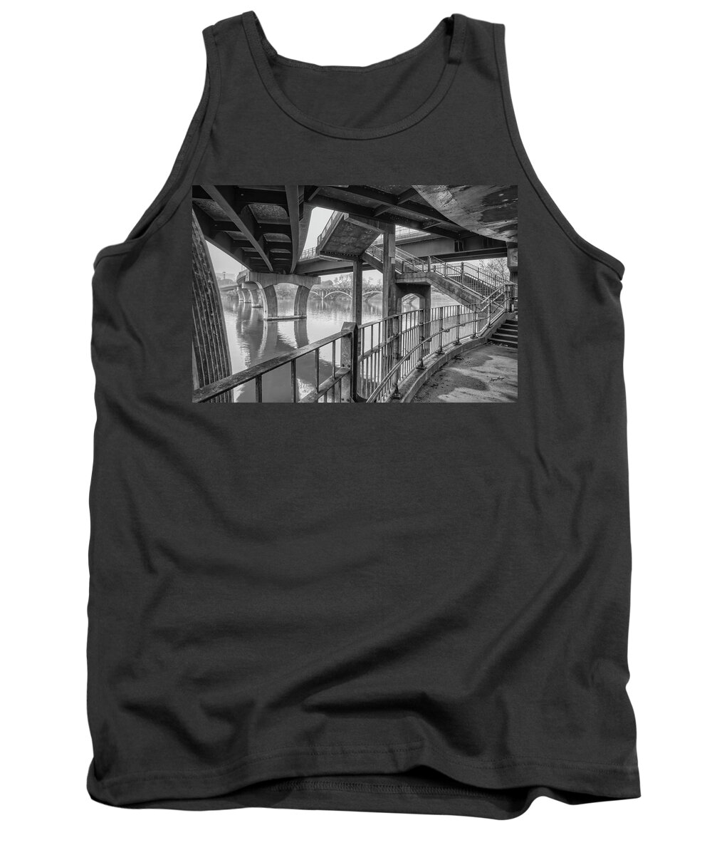 Pfluger Pedestrian Bridge Tank Top featuring the photograph Austin Underpassing by Jurgen Lorenzen