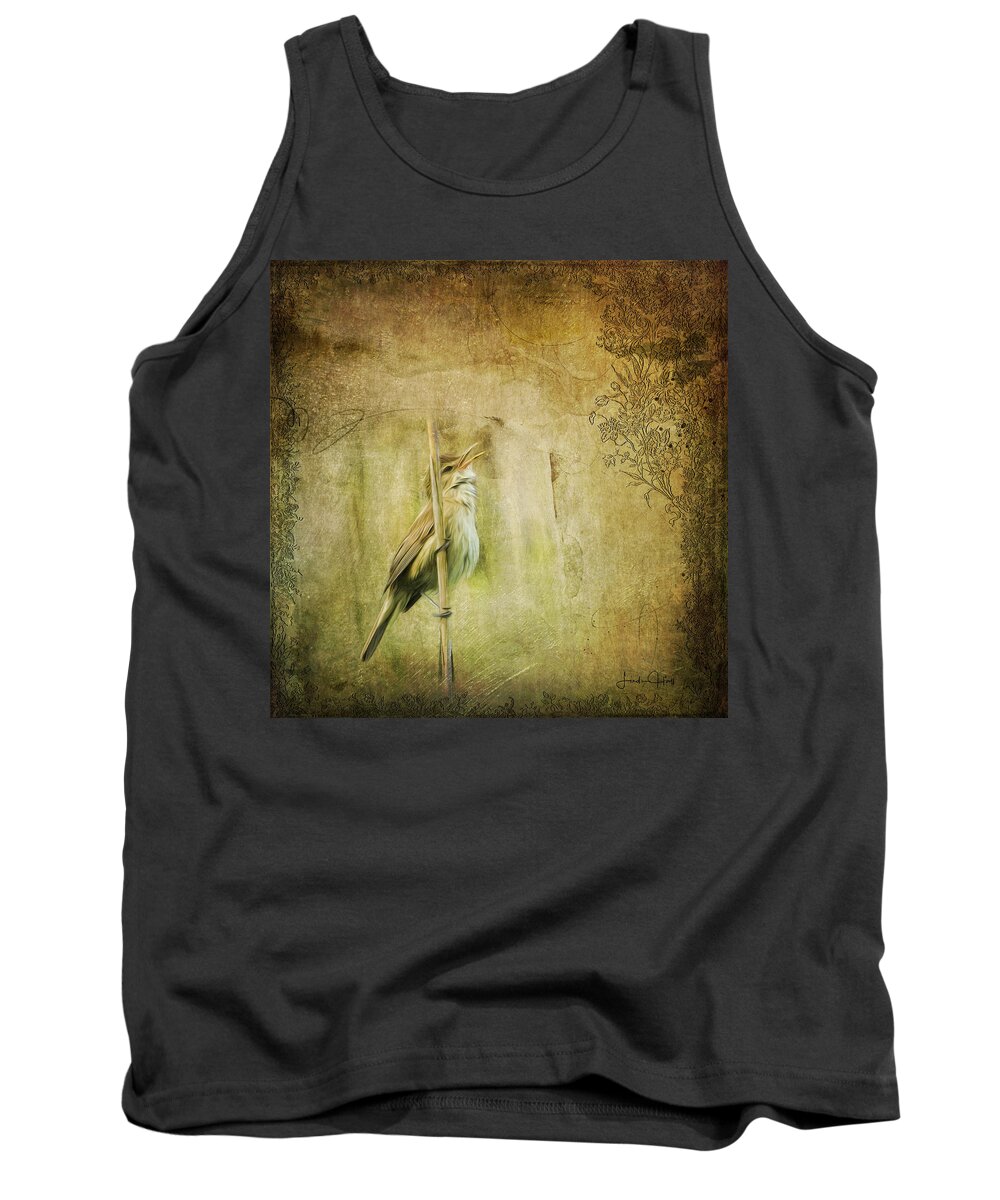 Digital Tank Top featuring the digital art Australian Reed Warbler by Linda Lee Hall