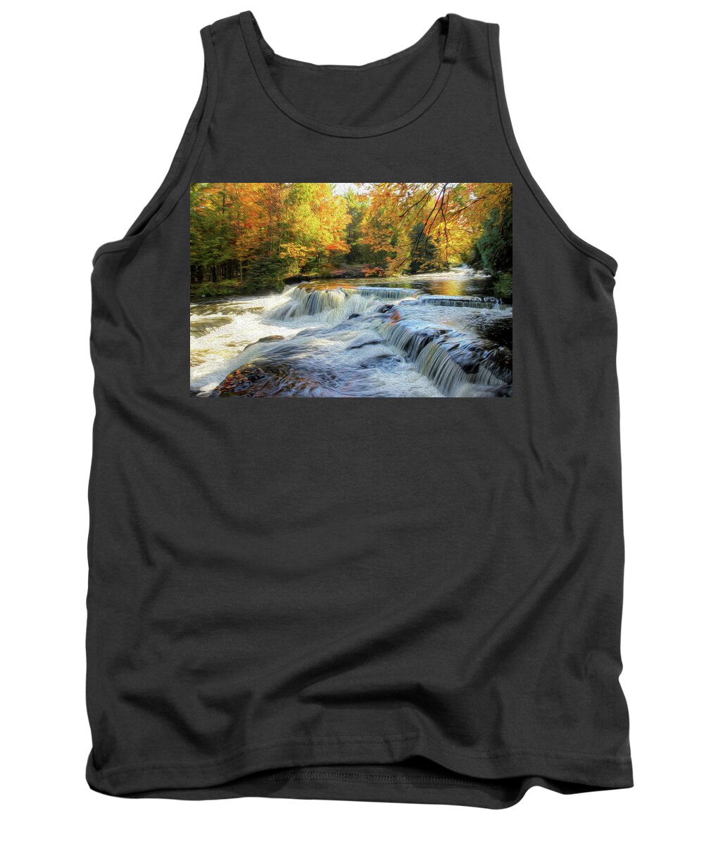 Waterfalls Tank Top featuring the photograph Painting of Autumn at the Cascades by Robert Carter