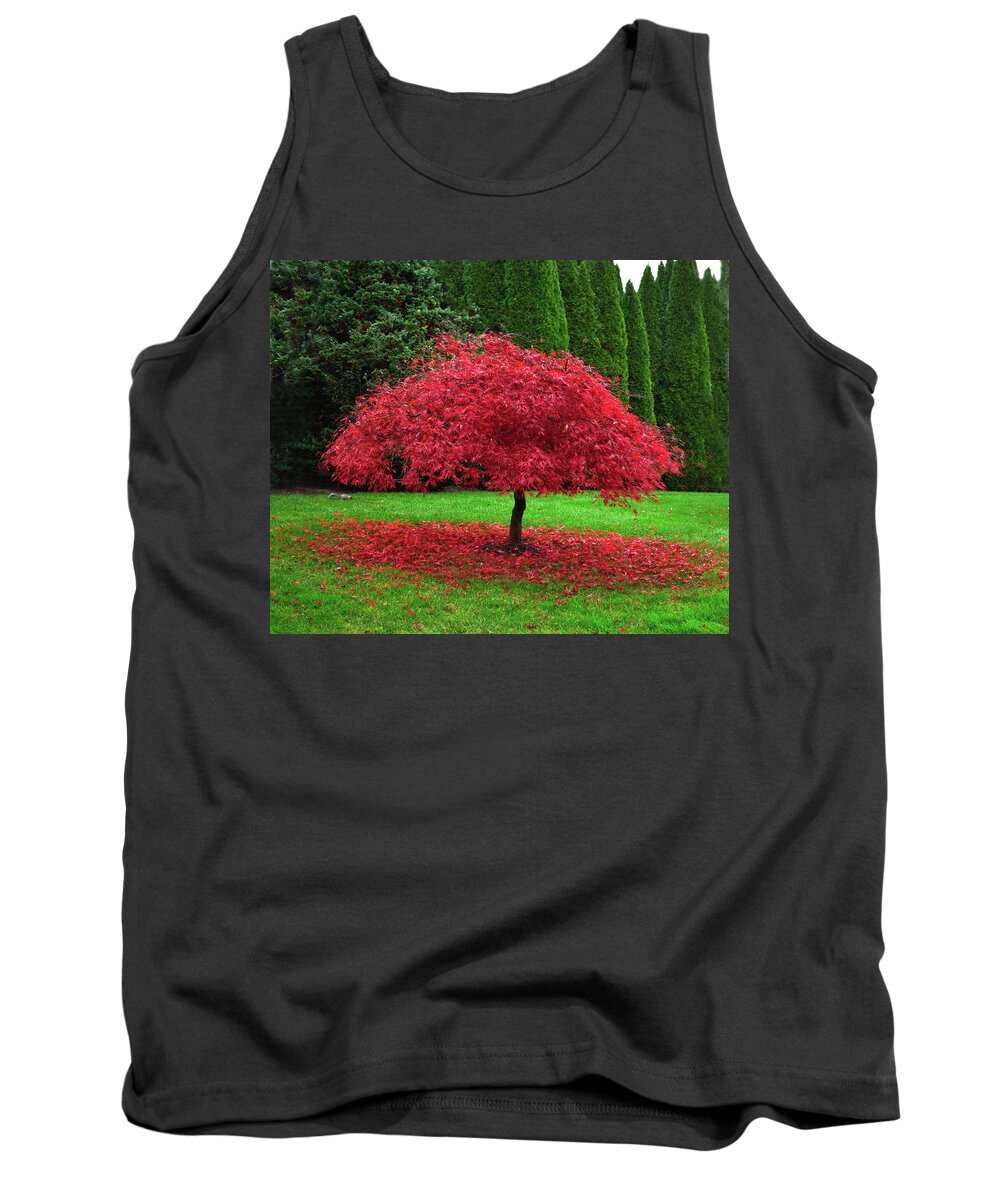 Red Maple Tank Top featuring the digital art Autumn Leaves1 by Richard Ortolano