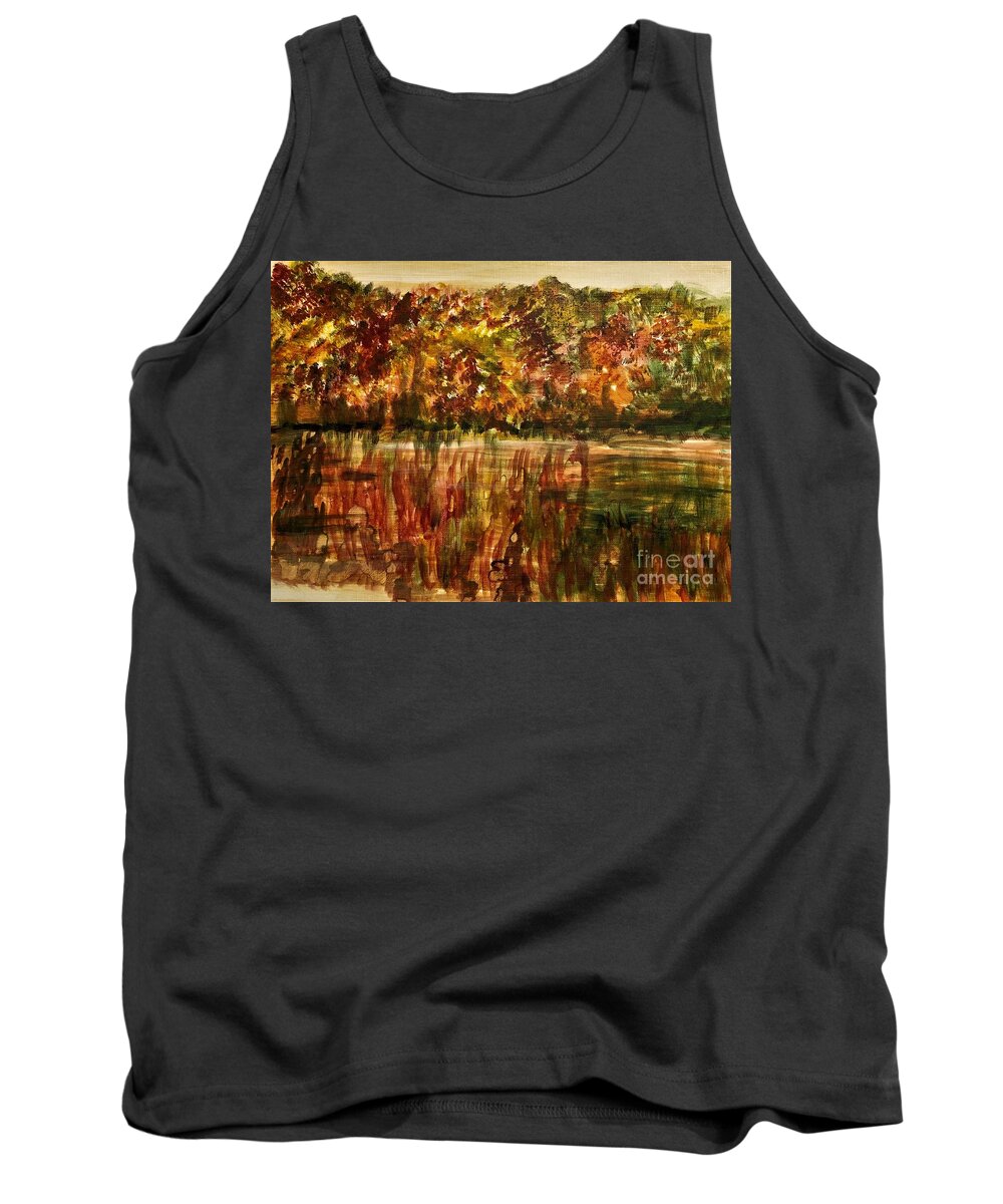 Autumn Tank Top featuring the painting Autumn Swamp by Deb Stroh-Larson