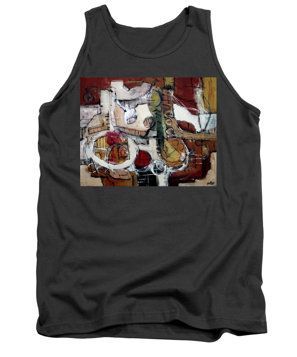 Abstract Tank Top featuring the painting Back Nine by Jim Stallings