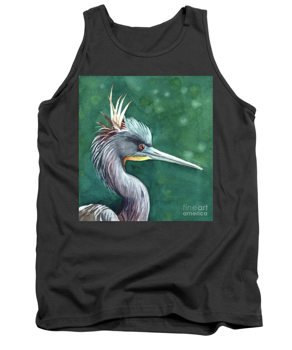 Bird Tri-colored Heron Tank Top featuring the painting Bad Hair Day by Vicki B Littell