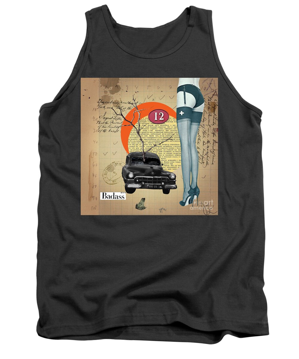 Digital Collage Tank Top featuring the digital art Badass by Janice Leagra