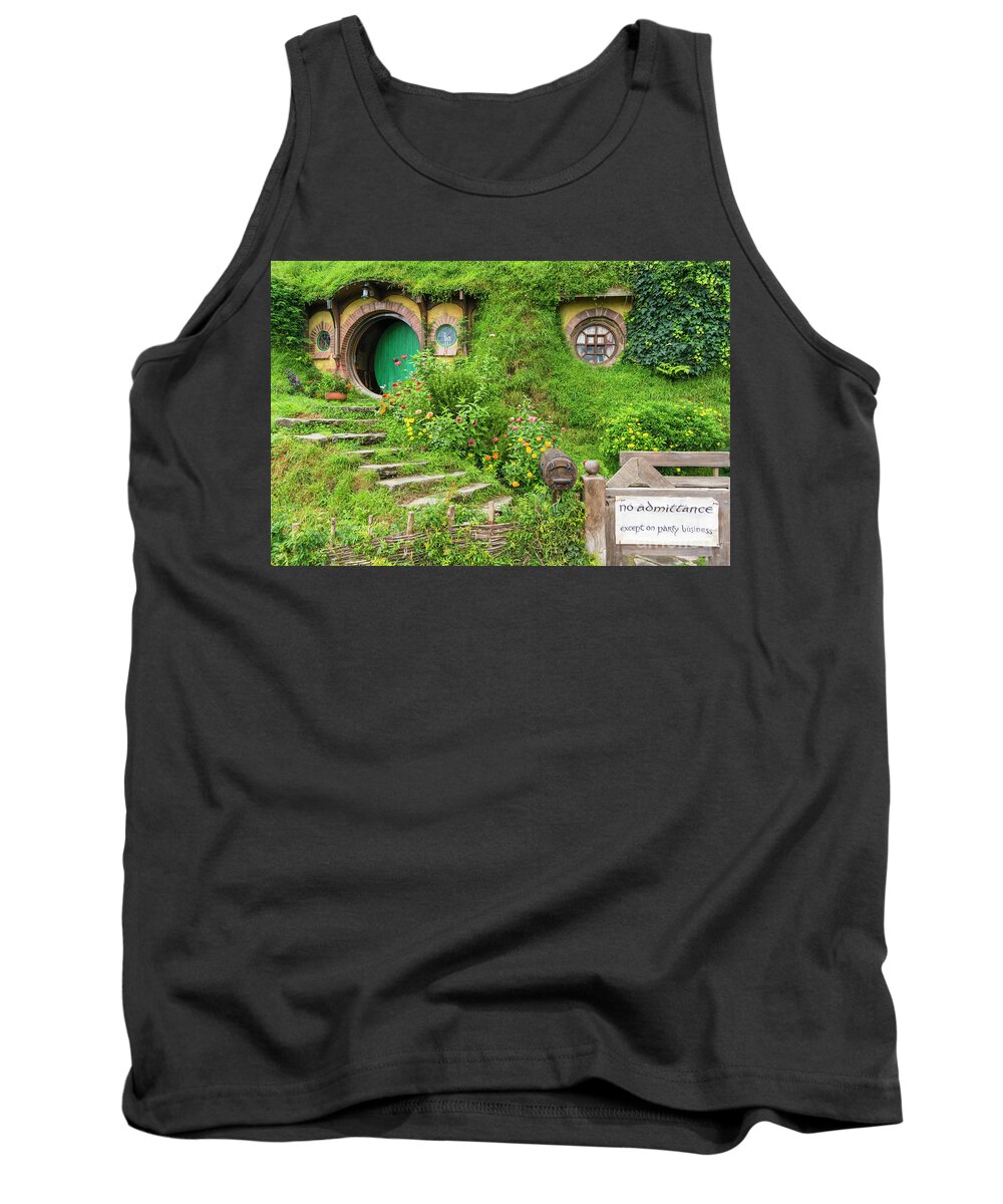 Hobbiton Tank Top featuring the photograph Bag End, Hobbiton, New Zealand by Neale And Judith Clark