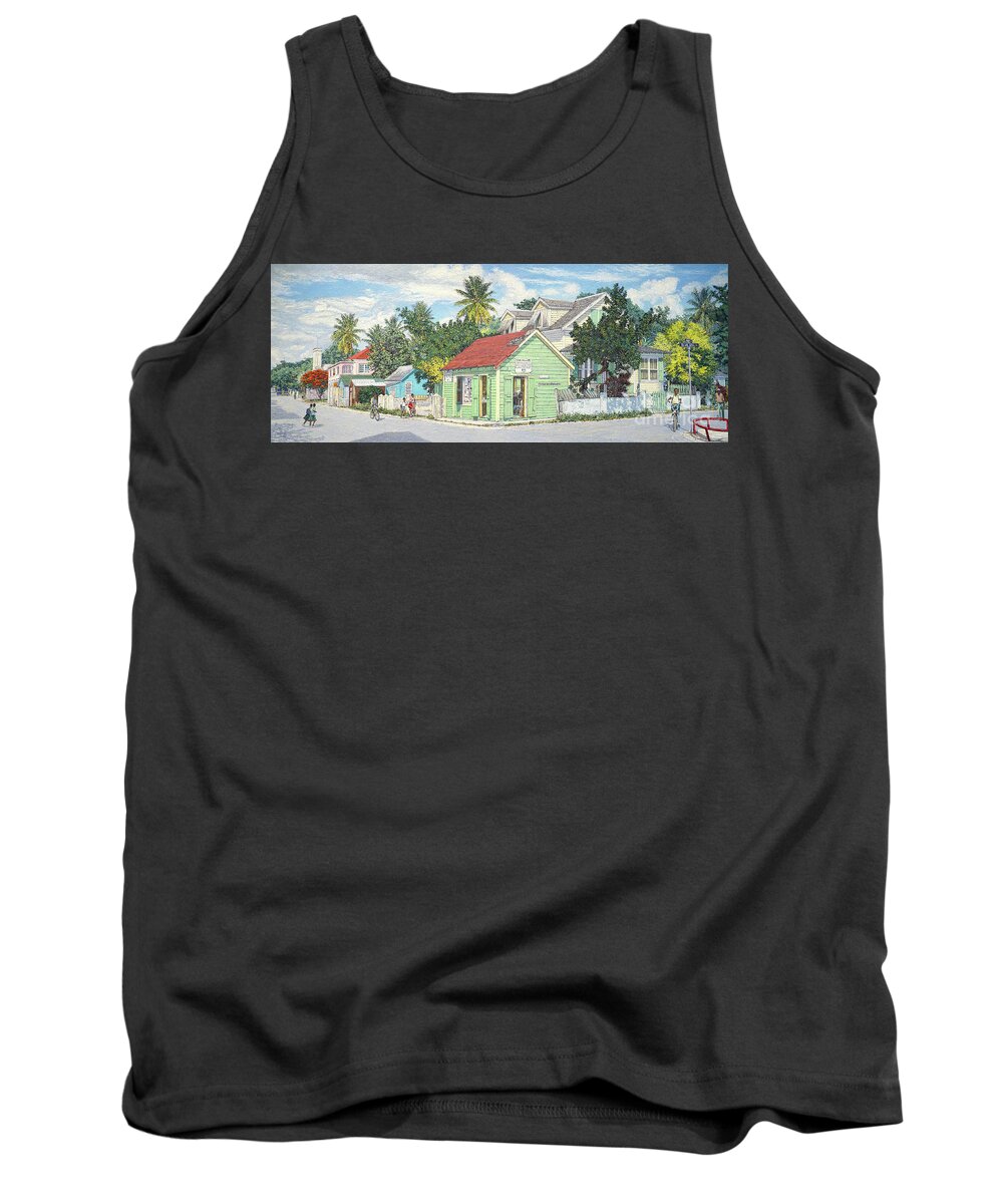  Tank Top featuring the painting Baillou Blue Hill Rd and Hay Street by Eddie Minnis