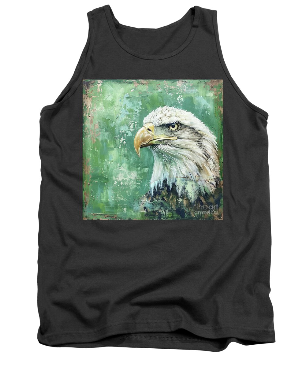 Eagle Tank Top featuring the painting Bald Eagle Portrait by Tina LeCour