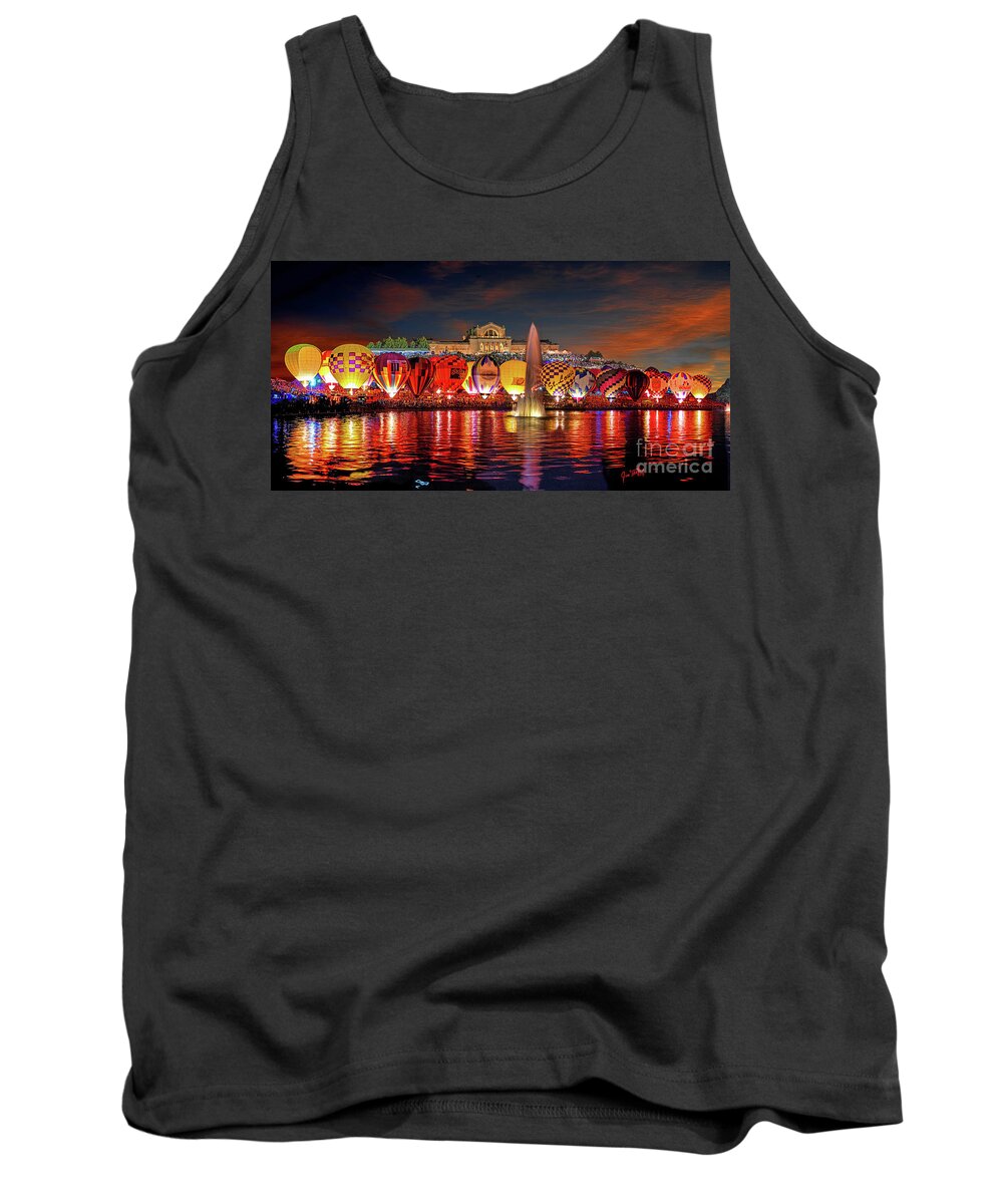 Art Museum Tank Top featuring the photograph Balloon Glow Forest Park St Louis by Jim Trotter