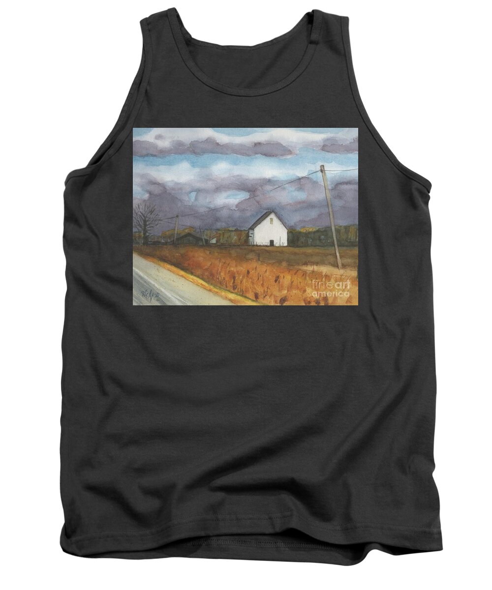 Barn Tank Top featuring the painting Barn in Field by Vicki B Littell
