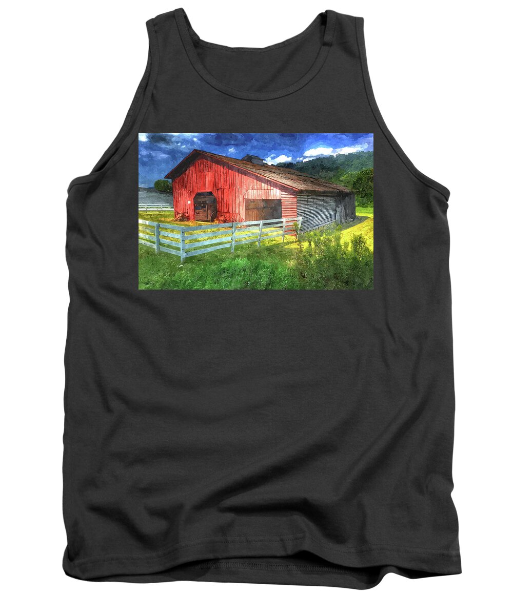 Paint9ing Tank Top featuring the painting Barn in Valle Crucis by Anthony M Davis