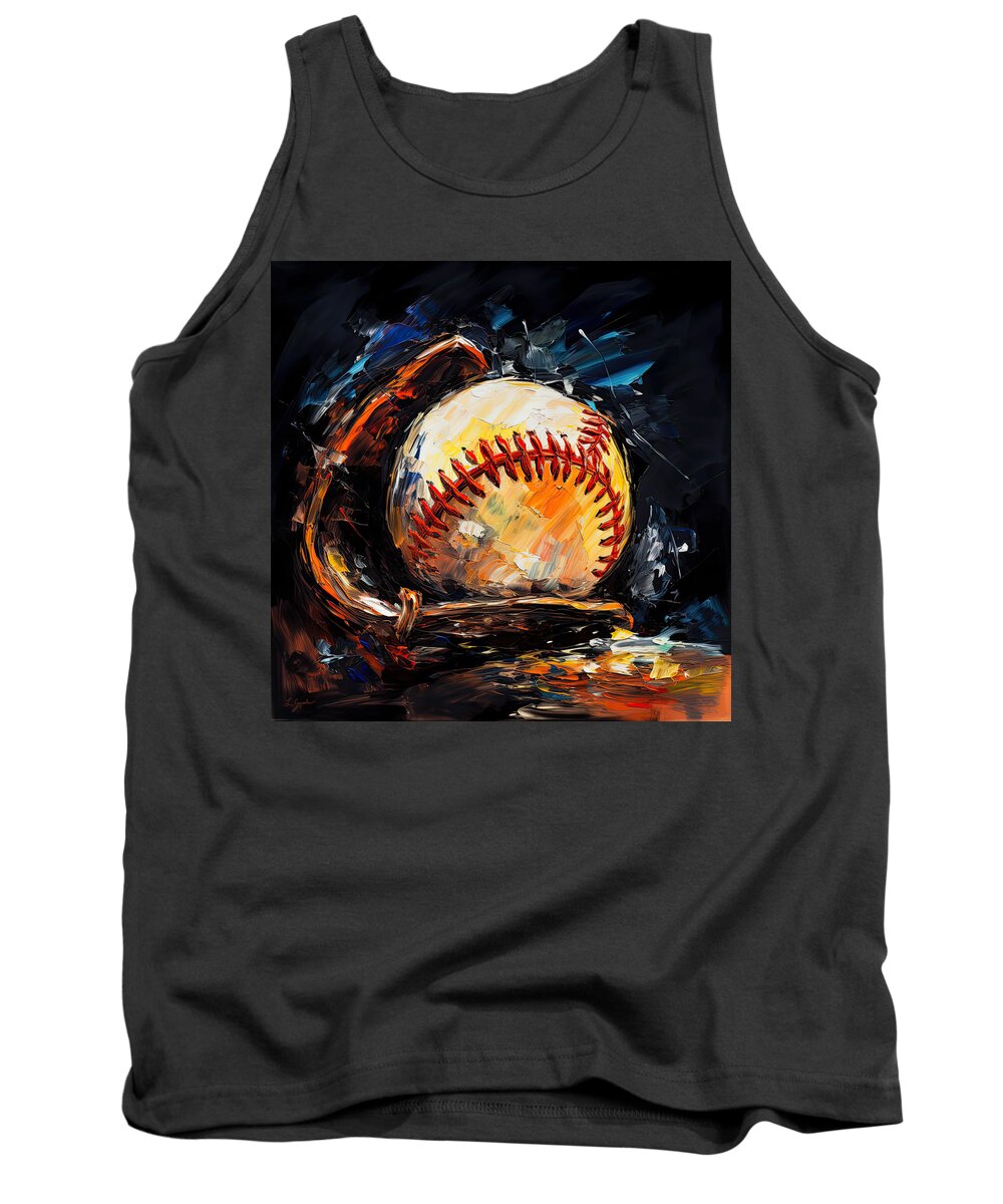 Baseball Tank Top featuring the digital art Baseball V by Lourry Legarde