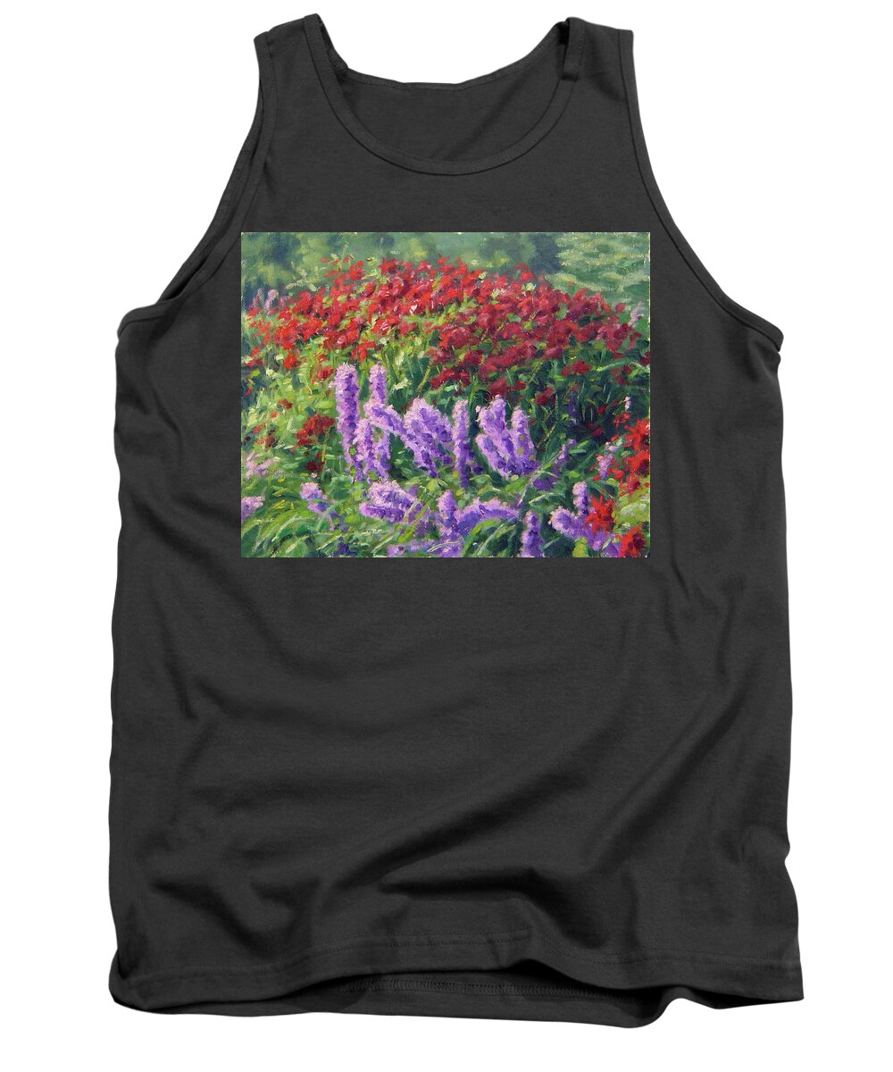 Flower Tank Top featuring the painting Bee Balm and Liatris by Rick Hansen