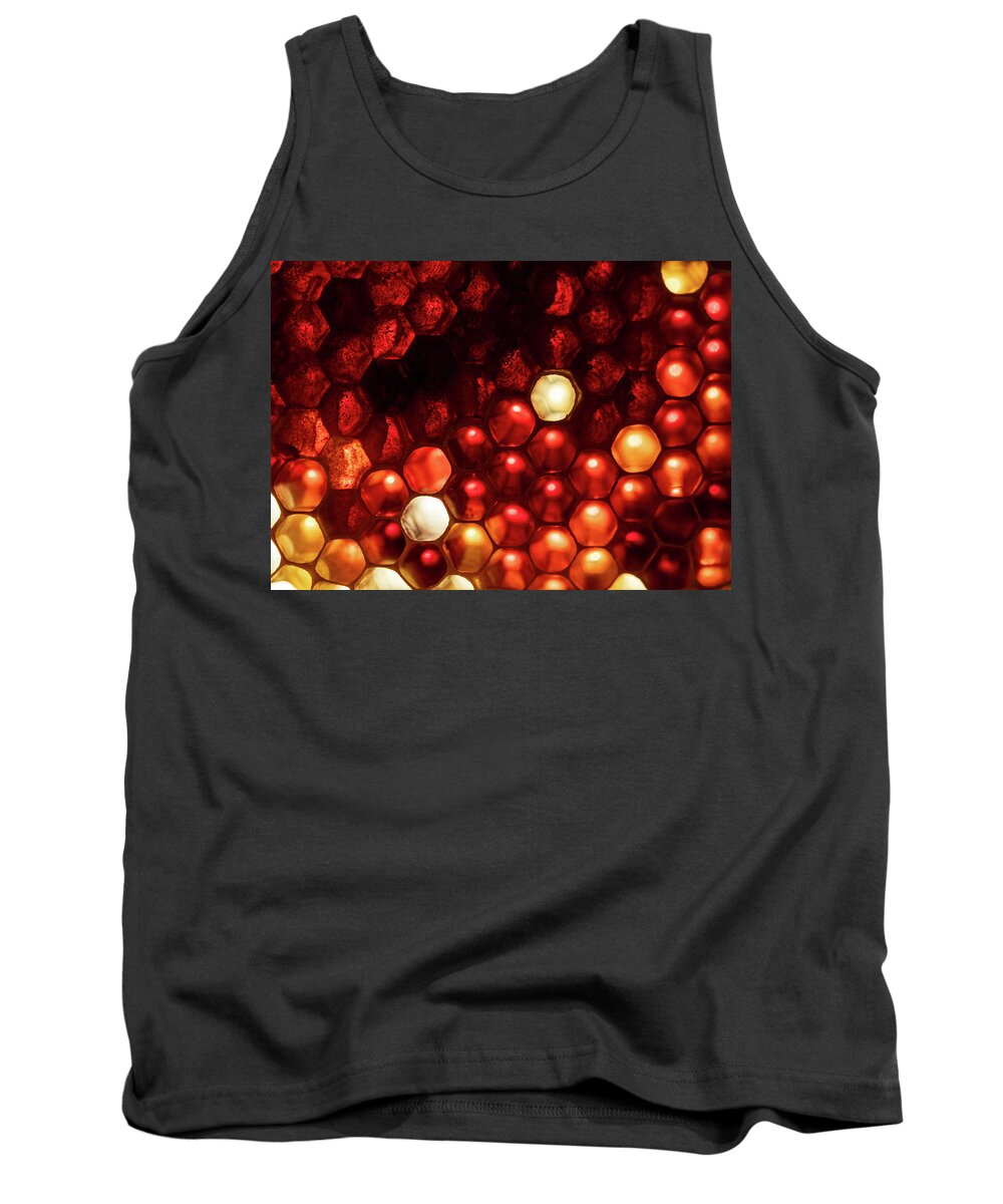 Honeycomb Tank Top featuring the photograph Beekeeping Macro by Amelia Pearn