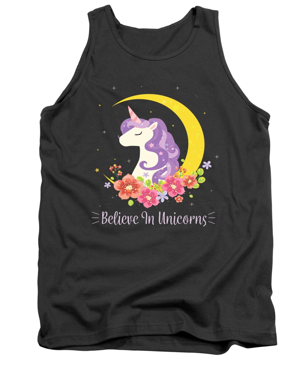 Unicorn Tank Top featuring the mixed media Believe in Unicorns by Gagster