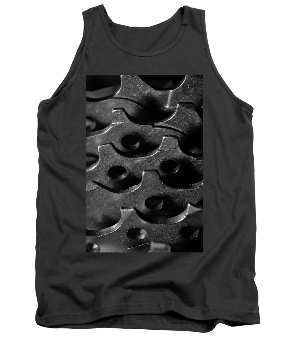 Cycling Tank Top featuring the photograph Bicycle Gears in Monochrome by Angelo DeVal