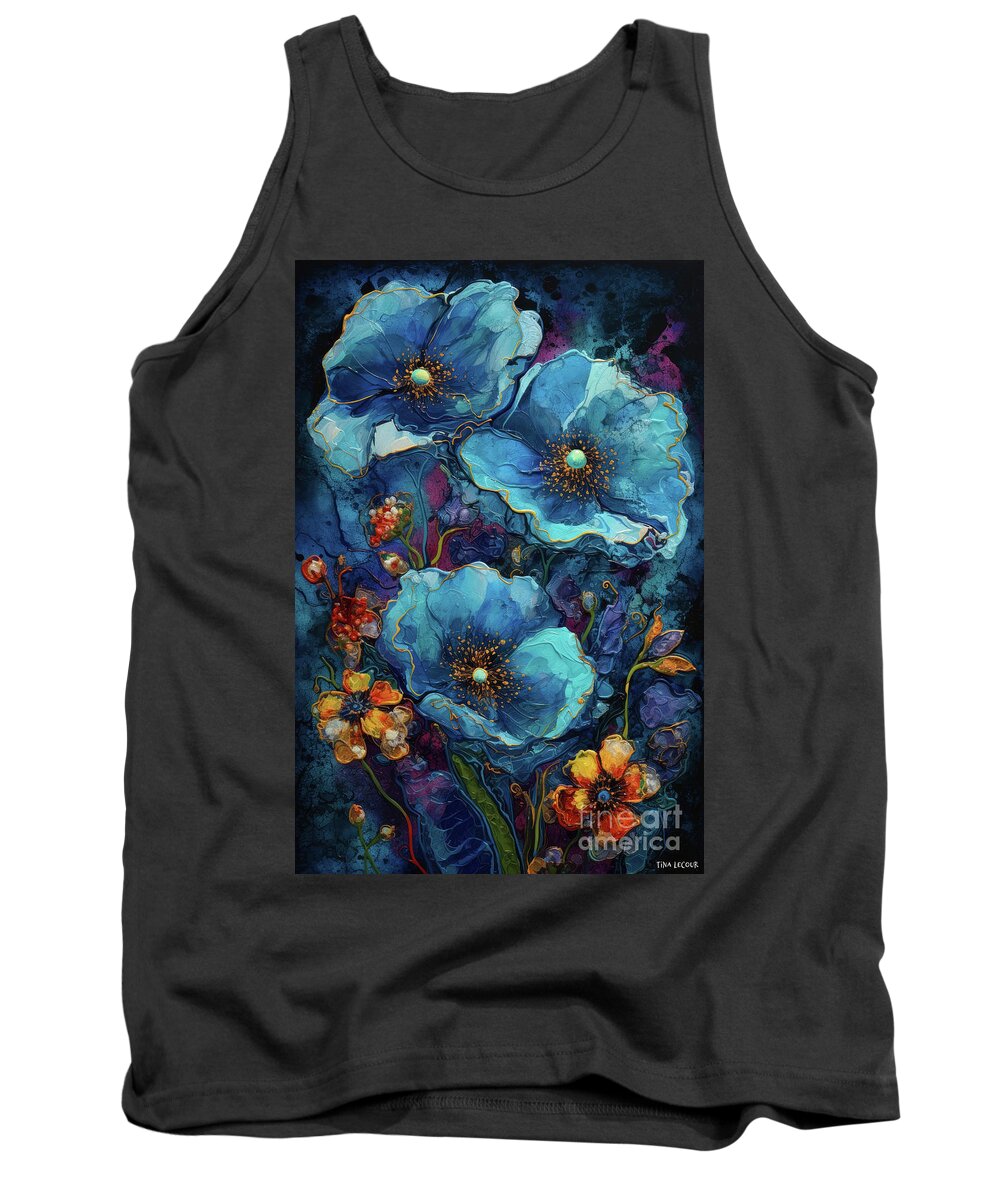 Poppy Tank Top featuring the painting Big Blue Poppies by Tina LeCour