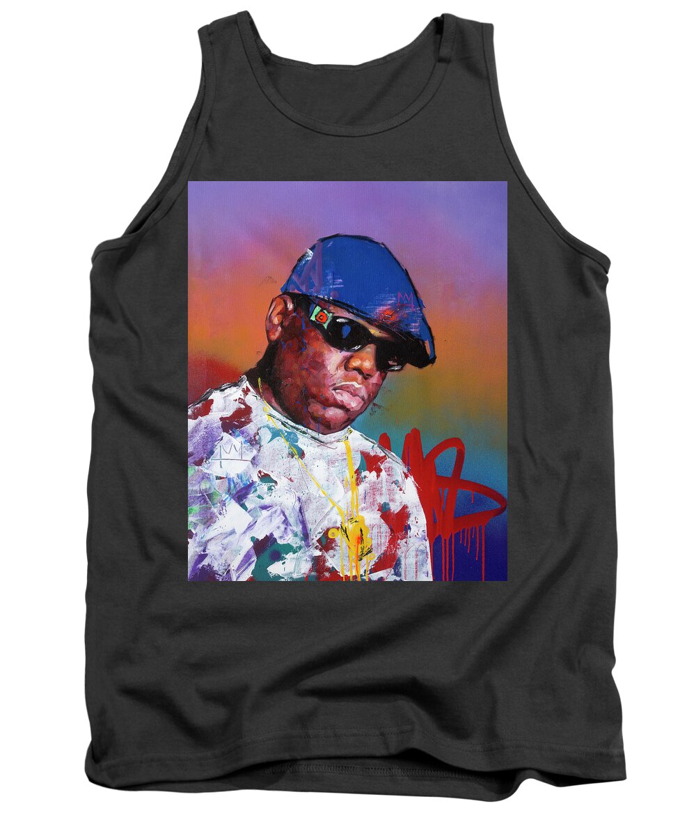Biggie Tank Top featuring the painting Biggie Smalls by Richard Day