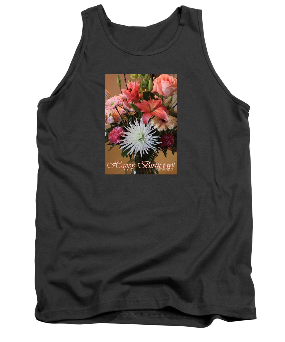 Birthday Tank Top featuring the photograph Birthday Card - Pink Bouquet by Carol Groenen