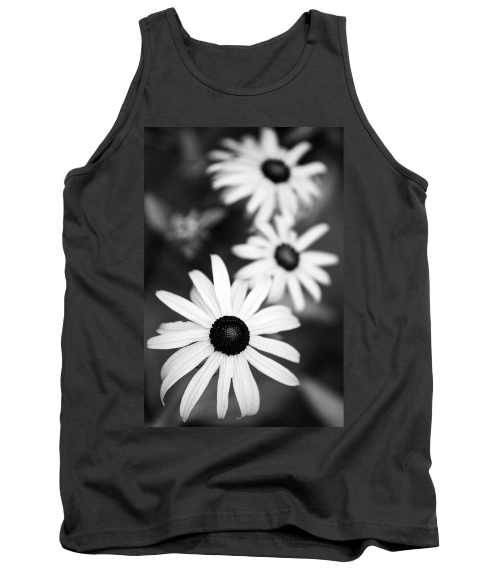 Black And White Tank Top featuring the photograph Black and White Susans by Christina Rollo