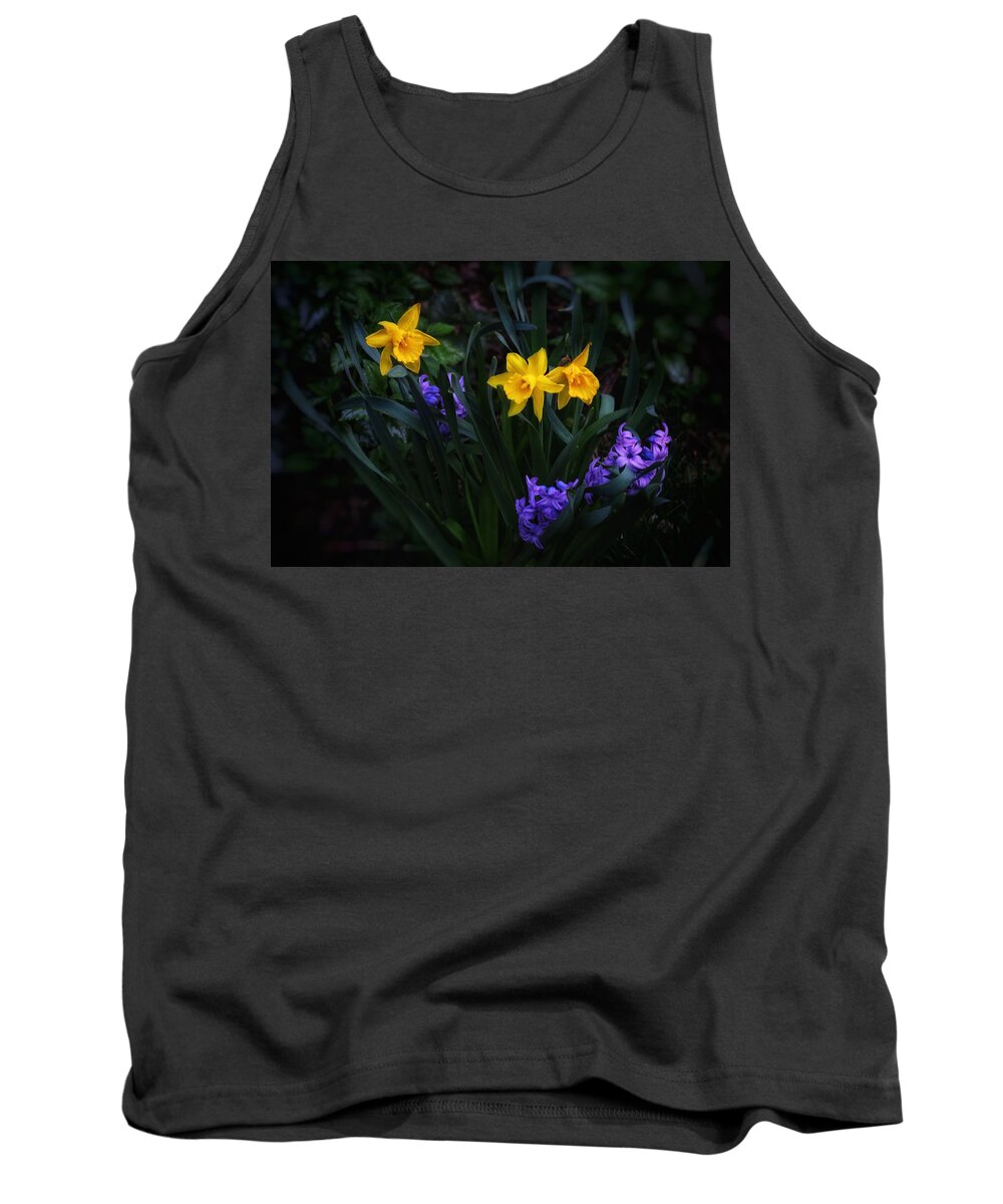 Flowers Tank Top featuring the photograph Blue and Gold by Hans Brakob