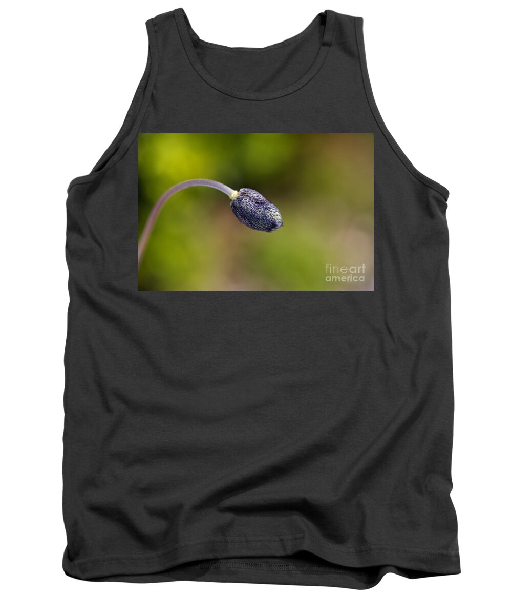 Blue Anemone Bud Tank Top featuring the photograph Blue Anemone Bud by Joy Watson