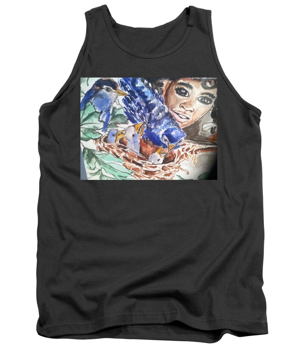  Tank Top featuring the painting Blue Birds by Angie ONeal