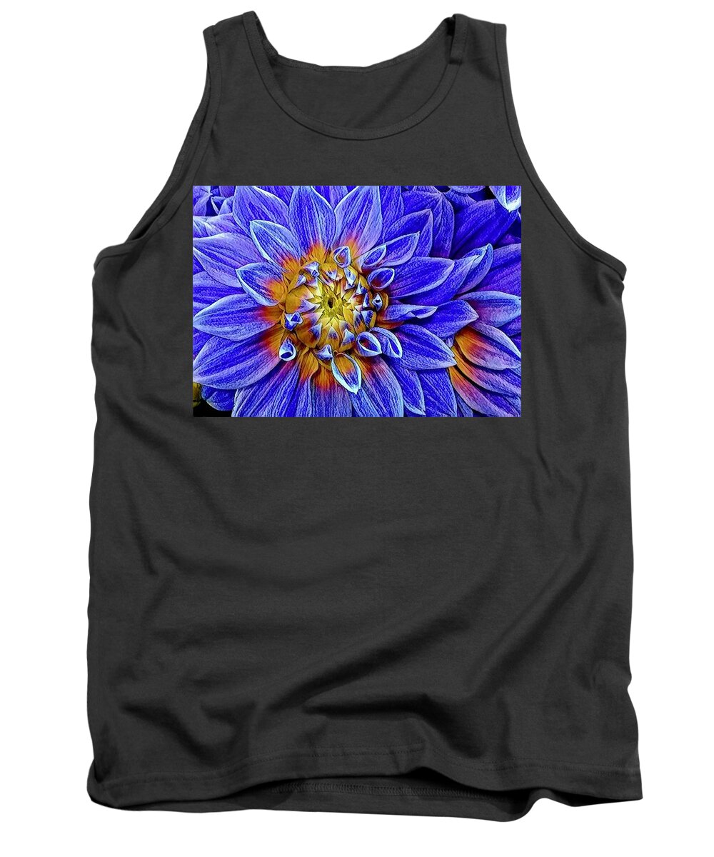 Nature Tank Top featuring the photograph Blue Dahlia Macro by Bruce Bley